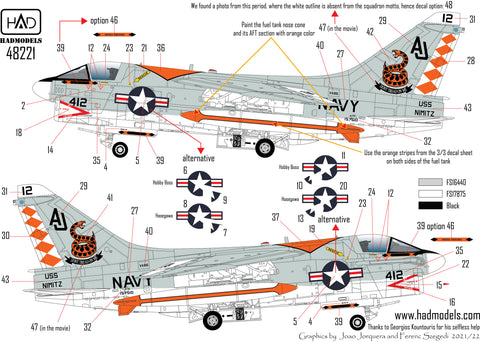 HAD Models 48221 1/48 A-7E Corsair VA-86 ”Sidewinders” in ”The final countdown” decal sheet collection