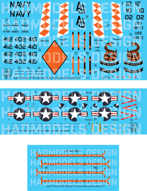 HAD Models 48221 1/48 A-7E Corsair VA-86 ”Sidewinders” in ”The final countdown” decal sheet collection