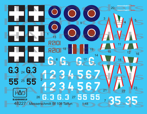 HAD Models 48227 1/48 Messerschmitt Bf 108 Taifun decal sheet