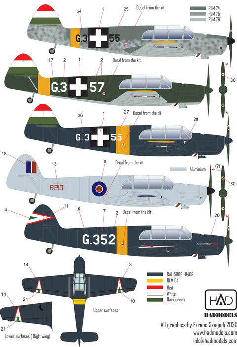 HAD Models 48227 1/48 Messerschmitt Bf 108 Taifun decal sheet