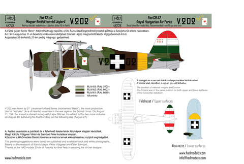 HAD Models 48228 1/48 CR-42 keresztes part 2 decxal sheet