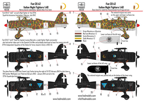 HAD Models 48238 1/48 CR-42 Italian Night figthers decal sheet