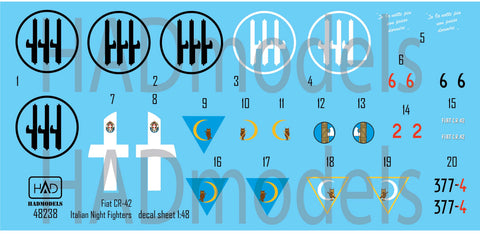 HAD Models 48238 1/48 CR-42 Italian Night figthers decal sheet