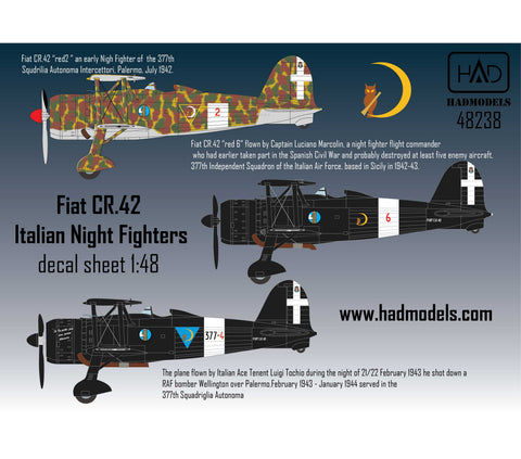 HAD Models 48238 1/48 CR-42 Italian Night figthers decal sheet