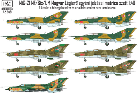 HAD Models 48246 1/48 MiG-21 MF/ Bis/UM Hungarian Air Force insignias decal sheet