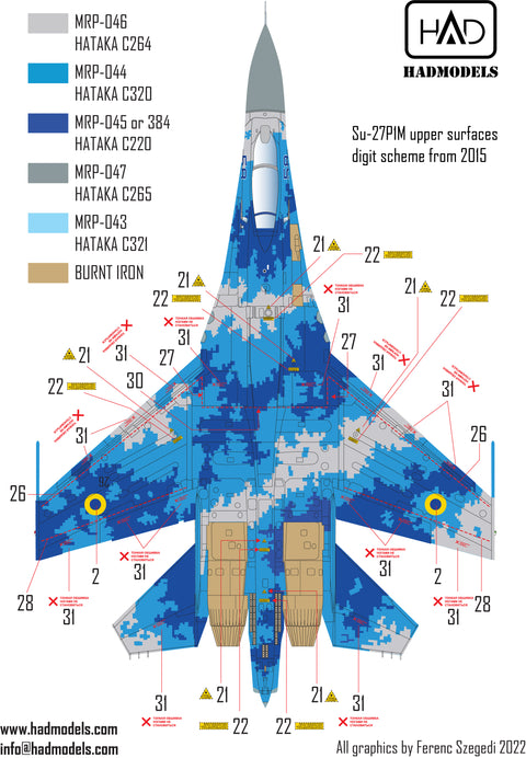 HAD Models 48257 1/48 Ukrainian Su-27 P1M (Flanker B) decal sheet