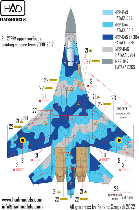 HAD Models 48257 1/48 Ukrainian Su-27 P1M (Flanker B) decal sheet