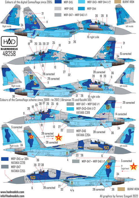 HAD Models 48258 1/48 Su-27UBM-1 Ukrainian and Kazakh painting schemes decal sheet