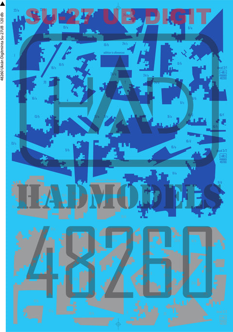 HAD Models 48260 1/48 Su-27 UB Ukrainian digital camouflage decal sheet  REPRINT 2024
