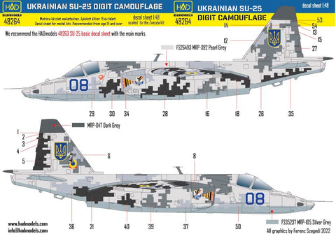 HAD Models 48264 1/48 SU-25 Ukrainian Digit Camouflage Part 1 decal sheet
