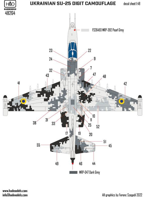 HAD Models 48264 1/48 SU-25 Ukrainian Digit Camouflage Part 1 decal sheet