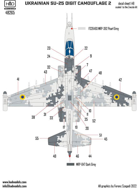 HAD Models 48265 1/48 SU-25 Ukrainian Digit Camouflage PART 2 decal sheet