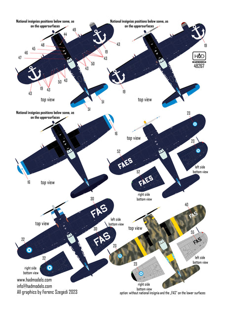 HAD Models 48267 1/48 F4U- Corsairs decal sheet Part 2