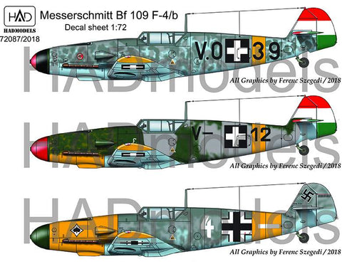 HAD Models 72087/2018 1/72 corrected Messershmitt Bf 109 F-4/b decal sheet