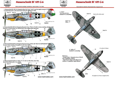 HAD Models 72107 1/72 Bf 109 G-6 decal sheet