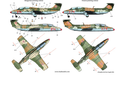 HAD Models 72138 1/72 L-29 (Hungarian, Bulgarian, Romanian) decal sheet