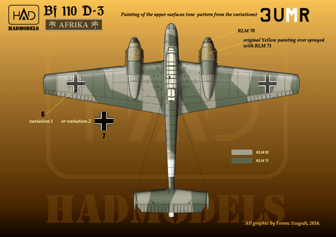 HAD Models 72152 1/72 Messerschmitt Bf 110 D-3 ”Afrika” Part 1 decal sheet