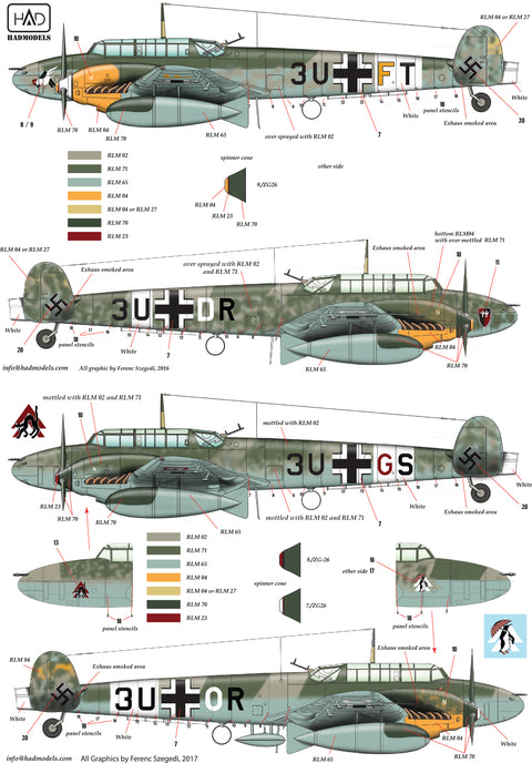 HAD Models 72153 1/72 Bf 110 D-3 part 2 decal sheet