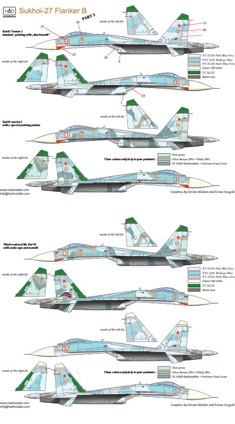 HAD Models 72160 1/72 Su-27 Flanker B decal sheet