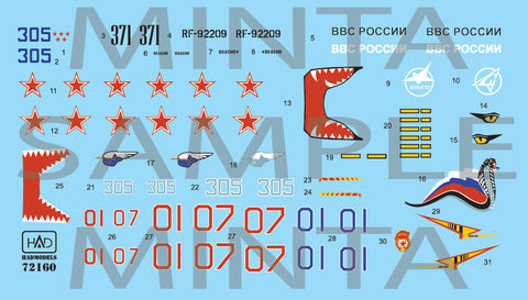 HAD Models 72160 1/72 Su-27 Flanker B decal sheet