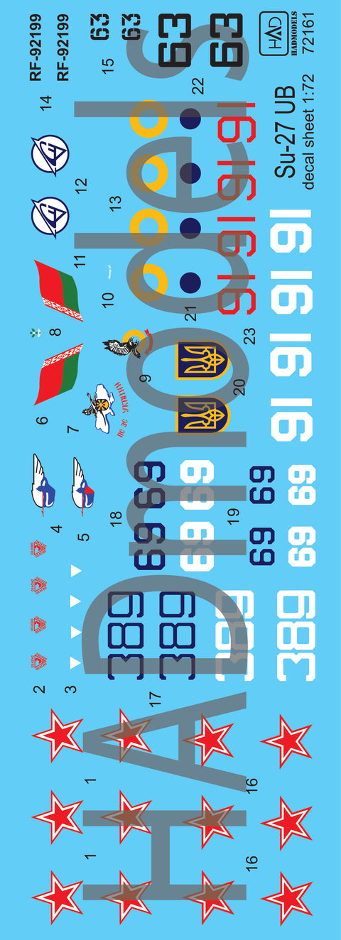 HAD Models 72161 1/72 Su-27 UB decal sheet