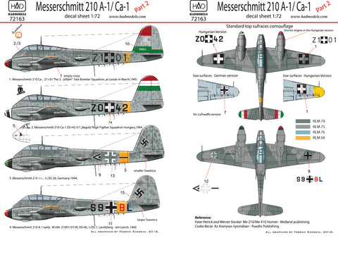 HAD Models 72163 1/72 Me 210 part 2 decal sheet