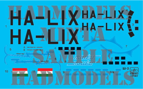 HAD Models 72167 1/72 Li-2 HA-LIX decal sheet