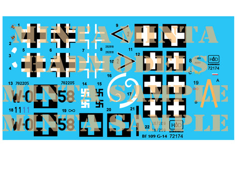 HAD Models 72174 1/72 Messerschmitt Bf 109 G-14 decal sheet