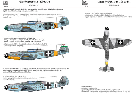 HAD Models 72174 1/72 Messerschmitt Bf 109 G-14 decal sheet