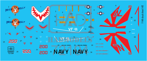 HAD Models 72194 1/72 F-14A VF111 ”Sundowners” - Miss Molly decal sheet