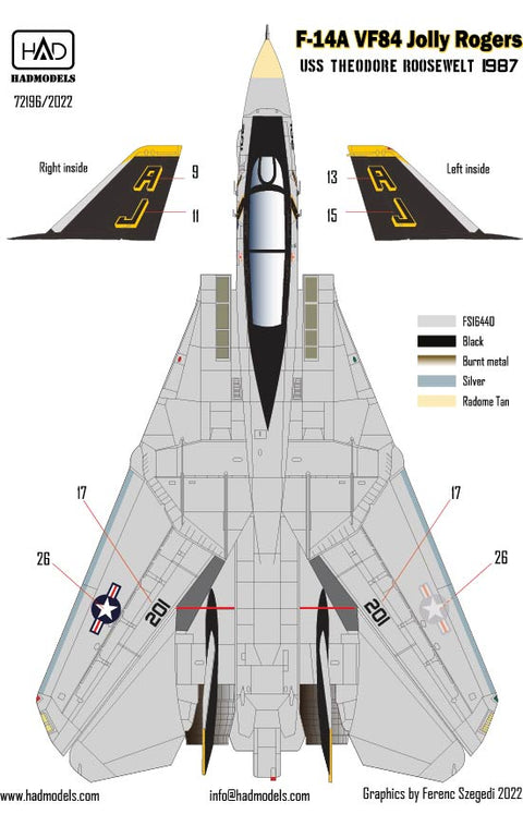 HAD Models 72196 1/72 F-14A VF-84 Jolly Rogers decal sheet