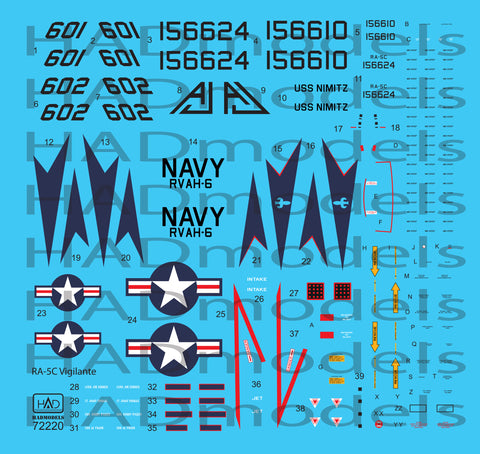 HAD Models 72220 1/72 RA-5C Vigilante USS NIMITZ 1978 / part 3 decal sheet
