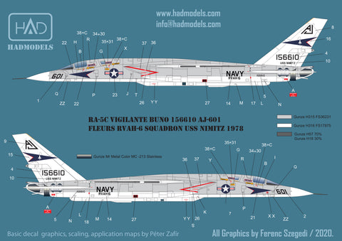 HAD Models 72220 1/72 RA-5C Vigilante USS NIMITZ 1978 / part 3 decal sheet