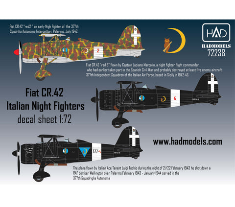HAD Models 72238 1/72 CR-42 Italian Night figthers decal