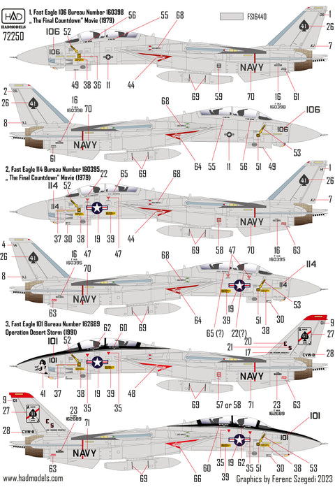 HAD Models 72250 1/72 F-14A Black Aces ”The Final Countdown” decal sheet