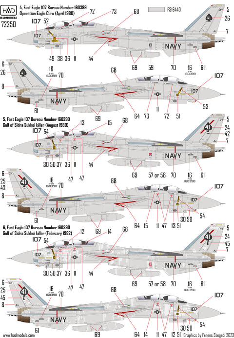 HAD Models 72250 1/72 F-14A Black Aces ”The Final Countdown” decal sheet