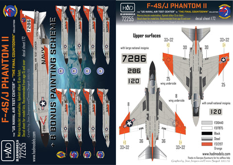 HAD Models 72255 1/72 F-4J US NAVAL Air Test Center ” The final Copuntdown” decal sheet