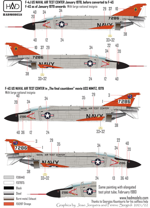 HAD Models 72255 1/72 F-4J US NAVAL Air Test Center ” The final Copuntdown” decal sheet