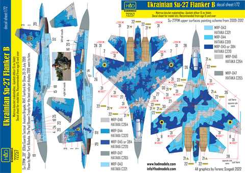 HAD Models 72257 1/72 Ukrainian Su-27 P1M Flanker B Digit Camouflage decal sheet