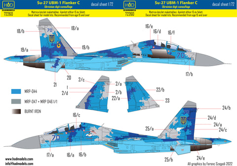 HAD Models 72260 1/72 Su-27 UB Ukrainian digital camouflage decal sheet