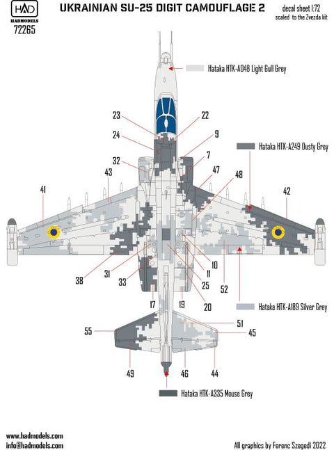 HAD Models 72265 1/72 SU-25 Ukrainian Digit Camouflage PART 2. decal sheet