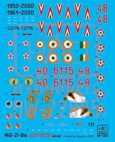 HAD Models DW-72005 1/72 MiG-21 Bis decal sheet