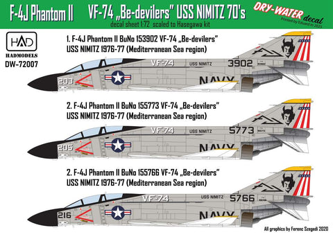 HAD Models DW-72007 1/72 F-4JPhantomII Be-Devilersdecalsheet