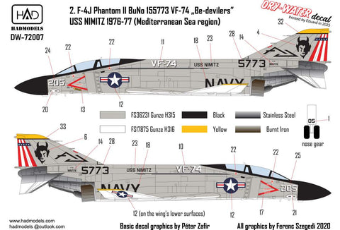 HAD Models DW-72007 1/72 F-4JPhantomII Be-Devilersdecalsheet