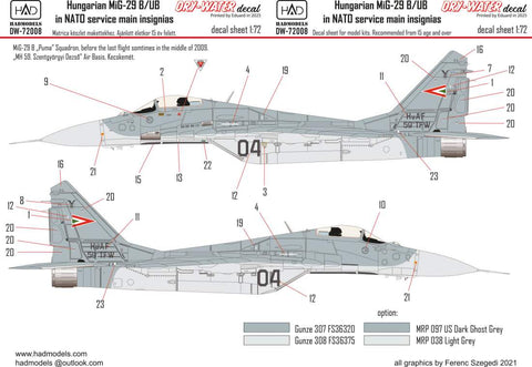HAD Models DW-72008 1/72 MiG-29 NATO decal sheet