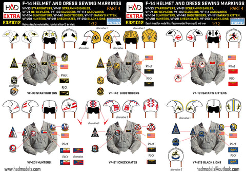HAD Models E321012 1/32 F-14 Patches and helmet markings PART 4 decal sheet