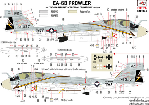 HAD Models E481004 1/48 EA-6B Prowler VAQ-134 ”GARUDAS” in the ”Final Countdown” decal sheet