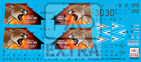 HAD Models E481006 1/48 Jas-39 Gripen Tigermeet 2023 HUNAF decal sheet