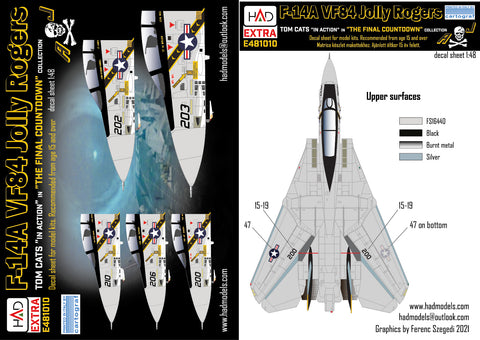 HAD Models E481010 1/48 F-14A VF-84 ?the final countdown” extended version decal sheet