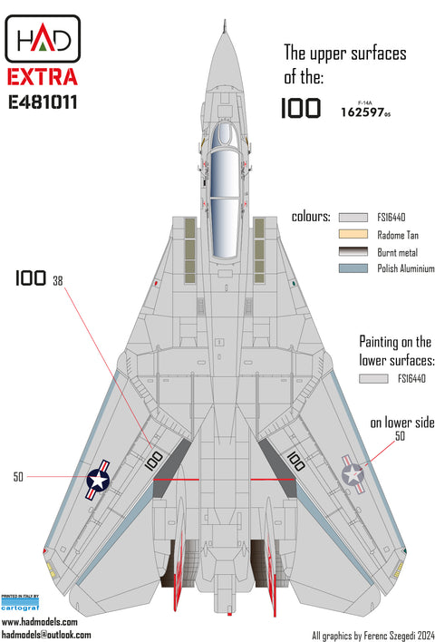 HAD Models E481011 1/48 F-14A VF-1 Wolfpack new extended version decal sheet
